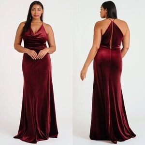 Jenny Yoo Collection Sullivan Velvet Dress Dark Berry